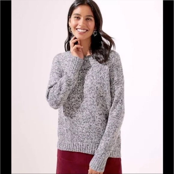 Loft grey white colorful marled crew neck sweater small - Picture 1 of 5